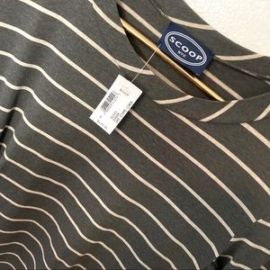 Scoop NYC Striped Cinch Dress Grey Size S